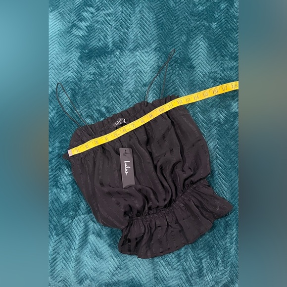 NWT Lulu's Black Peplum Spaghetti Strap Satin Ruffle Camisole Whimsical Boho Med - Picture 9 of 10